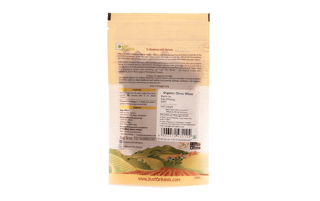 Just Organik Organic Clove Whole    Pack  50 grams